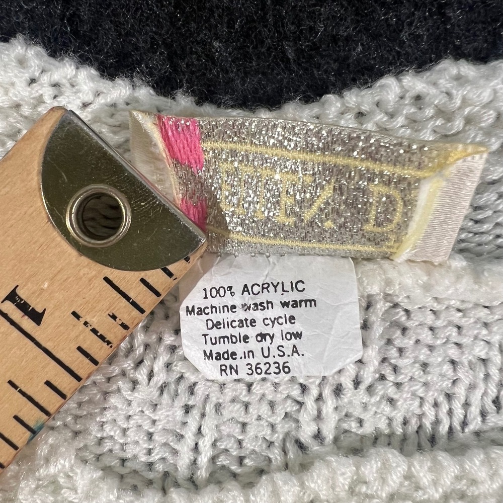 Ellen D Sweater Womens XL White Pointelle Knit Crochet Trim Vintage 90s Romantic - Picture 4 of 7